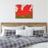 Welsh flag on a brick wall canvas afdruk (Insitu (Slaapkamer))
