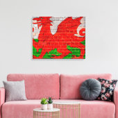 Welsh flag on a brick wall canvas afdruk (Insitu (Woonkamer))