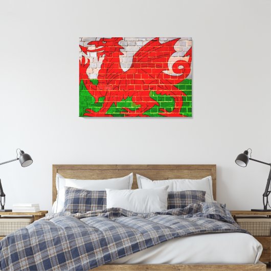 Welsh flag on a brick wall canvas afdruk (Insitu (Slaapkamer))