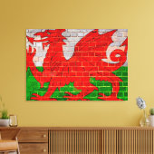 Welsh flag on a brick wall canvas afdruk (Insitu (Woonkamer))