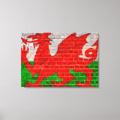 Welsh flag on a brick wall canvas afdruk (Voorkant)