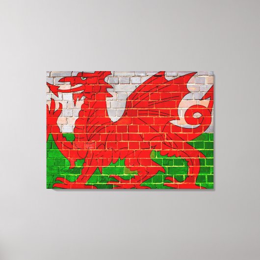 Welsh flag on a brick wall canvas afdruk (Voorkant)