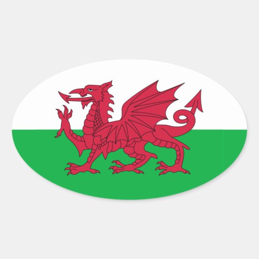 Welsh Flag Ovale Sticker (Voorkant)