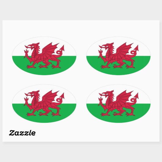 Welsh Flag Ovale Sticker (Vel)