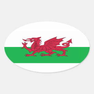 Welsh Flag Ovale Sticker