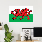 Welsh Flag Poster (Thuiskantoor)