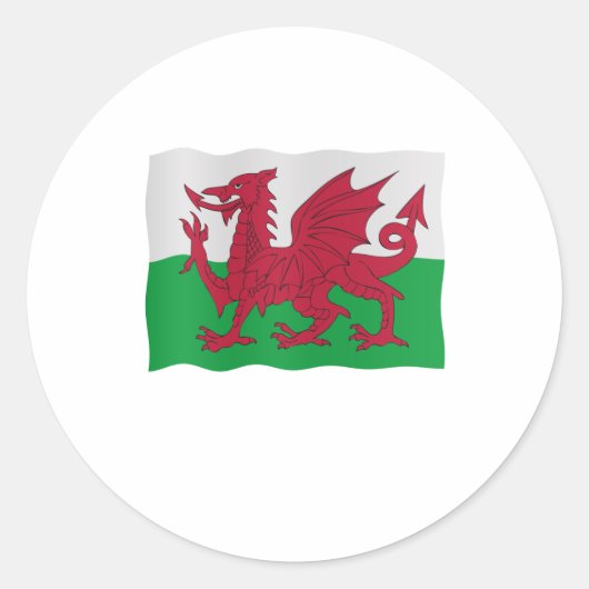 Welsh flag ronde sticker (Voorkant)