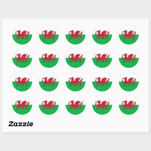 Welsh Flag Ronde Sticker (Vel)