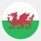 Welsh Flag Ronde Sticker (Voorkant)