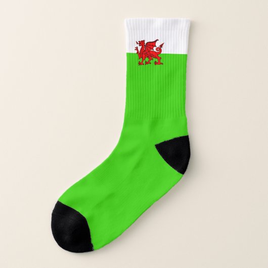 Welsh flag sokken (Links - buitenkant)