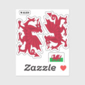 Welsh Flag Sticker, Red Dragon - Cymru, Wales Sticker (Vel)