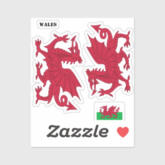 Welsh Flag Sticker, Red Dragon - Cymru, Wales Sticker (Vel)