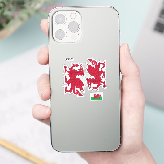 Welsh Flag Sticker, Red Dragon - Cymru, Wales Sticker (Telefoon)
