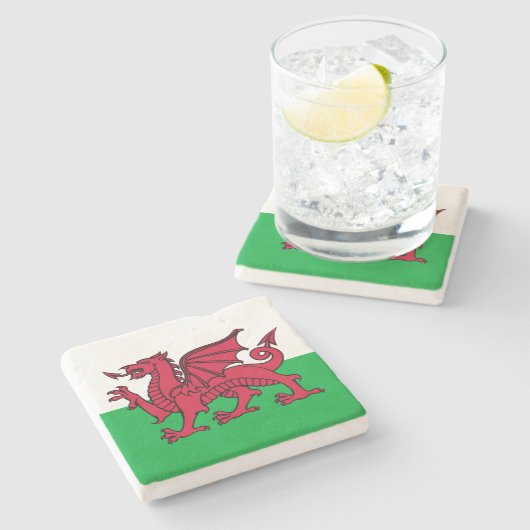 Welsh flag stone onderzetter (Zijkant)