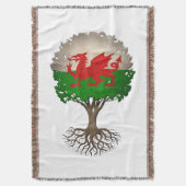 Welsh Flag Tree of Life Deken (Voorkant Verticaal)