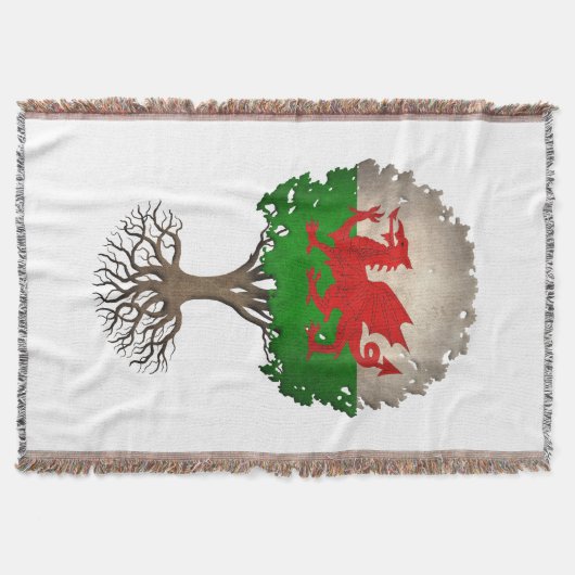 Welsh Flag Tree of Life Deken (Voorkant)