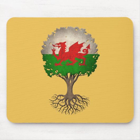 Welsh Flag Tree of Life Muismat (Voorkant)