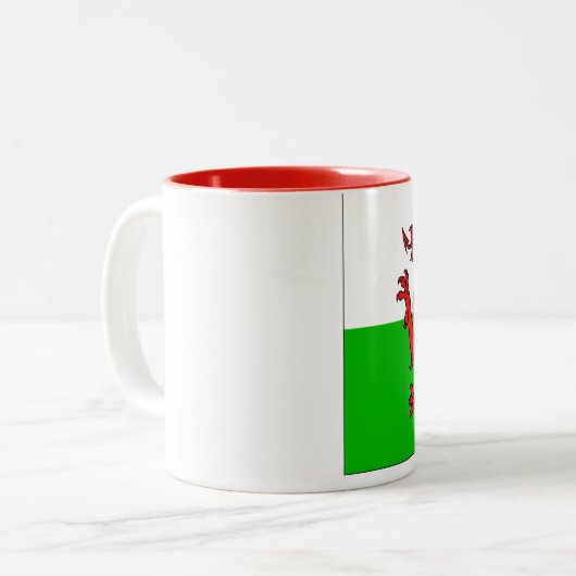 Welsh Flag Tweekleurige Koffiemok (Voorkant links)