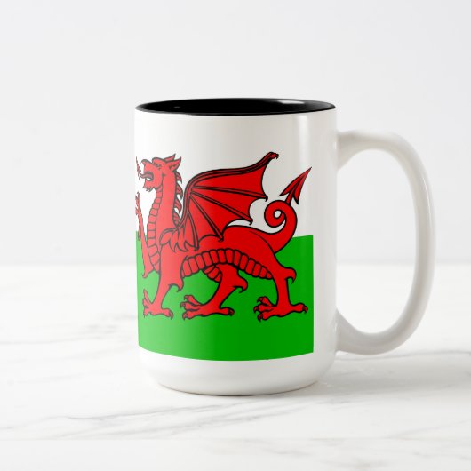 Welsh Flag Tweekleurige Koffiemok (Rechts)