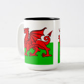 Welsh Flag Tweekleurige Koffiemok (Voorkant links)