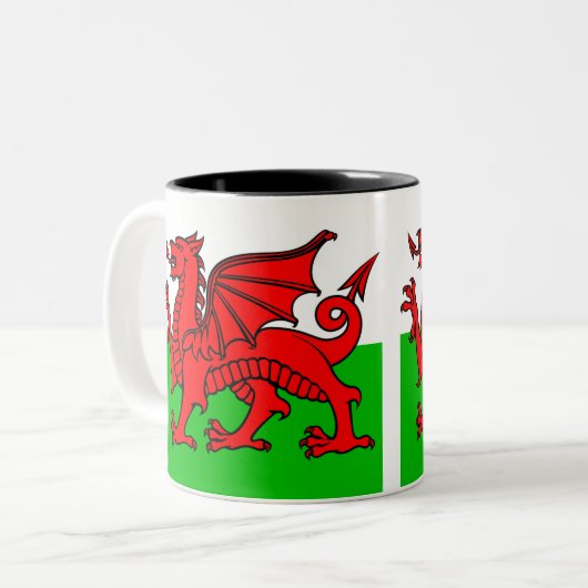 Welsh Flag Tweekleurige Koffiemok (Voorkant links)
