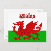 Welsh Flag Wales Briefkaart (Voorkant / Achterkant)