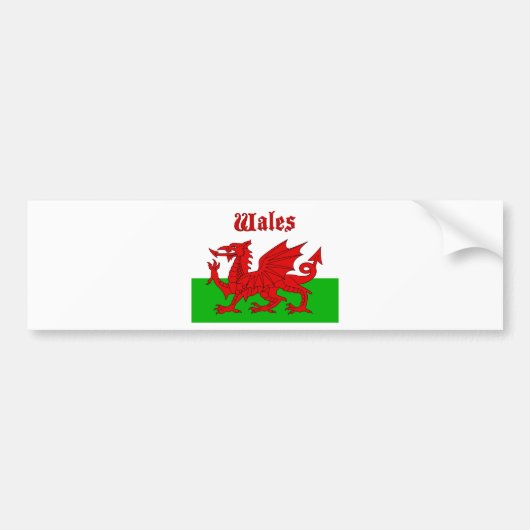 Welsh Flag Wales Bumpersticker (Voorkant)