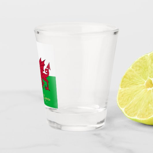 Welsh Flag & Wales country patriot/sport Cymru Shot Glas (Rechts)