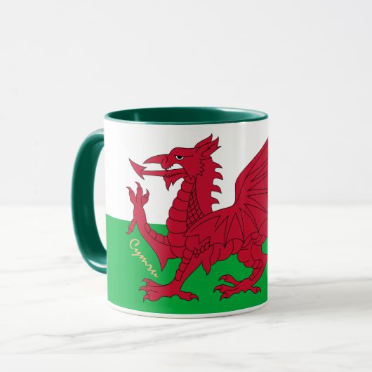 Welsh Flag & Wales, Cymru patriot/sport Mok (Voorkant links)