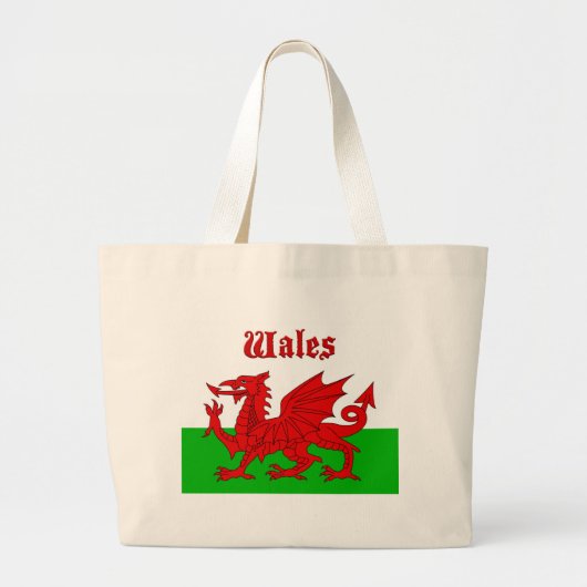 Welsh Flag Wales Grote Tote Bag (Voorkant)