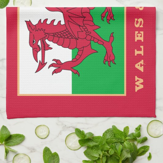 Welsh flag & Wales koken, mode / sport Cymru Theedoek (Gevouwen)