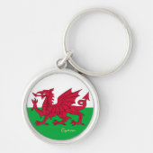 Welsh Flag & Wales mode, sport/Cymru sleutelhanger (Voorkant)