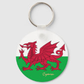 Welsh Flag & Wales mode, sport / Cymru Sleutelhanger (Voorkant)