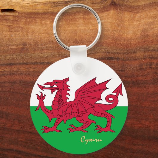 Welsh Flag & Wales mode, sport / Cymru Sleutelhanger (Voorkant)