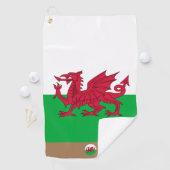 Welsh flag & Wales, monogrammed Cymru/Golf Towel Golfhanddoek (Insitu)