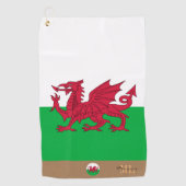 Welsh flag & Wales, monogrammed Cymru/Golf Towel Golfhanddoek (Voorkant)