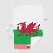 Welsh flag & Wales, monogrammed Cymru/lady Golf Golfhanddoek (Insitu)