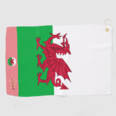 Welsh flag & Wales, monogrammed Cymru/lady Golf Golfhanddoek (Horizontaal)