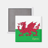 Welsh Flag & Wales: reizen, vakantie, sport/Cymru Magneet (Voorkant / Achterkant)