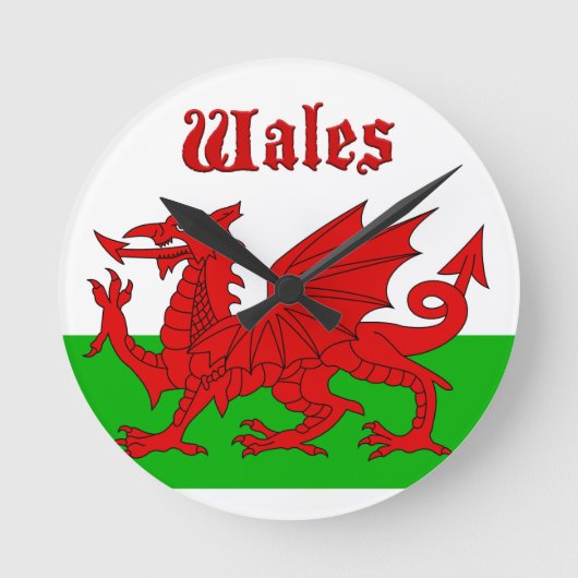 Welsh Flag Wales Ronde Klok (Voorkant)