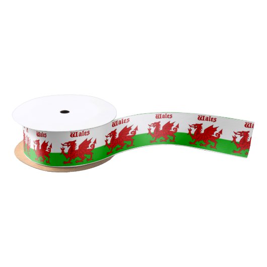 Welsh Flag Wales Satijnen Lint (Spoel)
