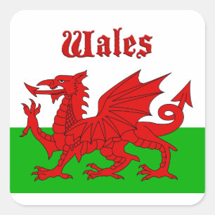 Welsh Flag Wales Vierkante Sticker