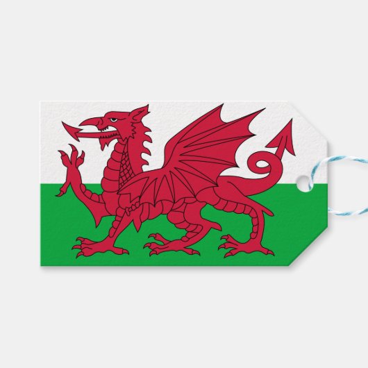 Welsh Flag (Wales) (Welsh Dragon) Cadeaulabel (Voorkant (Horizontaal))