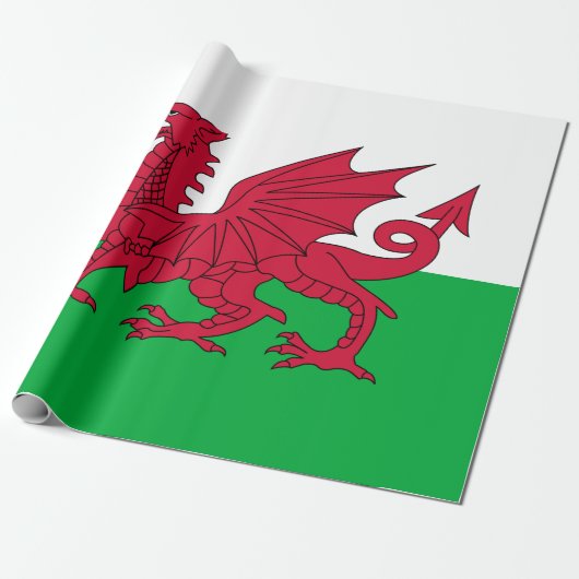 Welsh Flag (Wales) (Welsh Dragon) Cadeaupapier (Uitgerold)