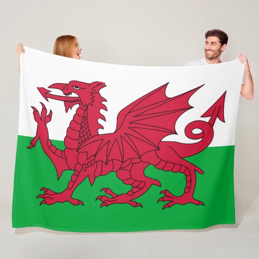 Welsh Flag (Wales) (Welsh Dragon) Fleece Deken (In situ)