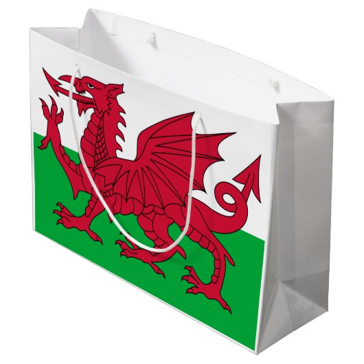Welsh Flag (Wales) (Welsh Dragon) Groot Cadeauzakje (Achterkant Gekanteld)