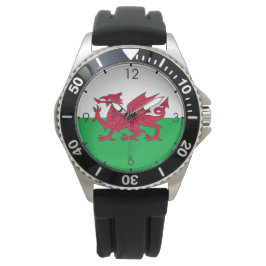 Welsh Flag (Wales) (Welsh Dragon) Horloge