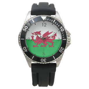 Welsh Flag (Wales) (Welsh Dragon) Horloge