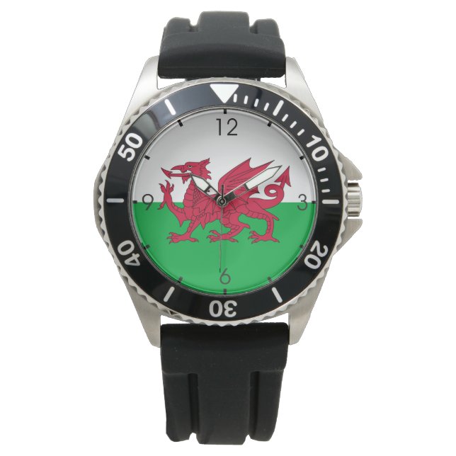 Welsh Flag (Wales) (Welsh Dragon) Horloge (Voorkant)