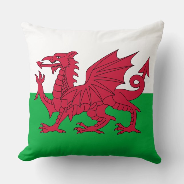 Welsh Flag (Wales) (Welsh Dragon) Kussen (Voorkant)